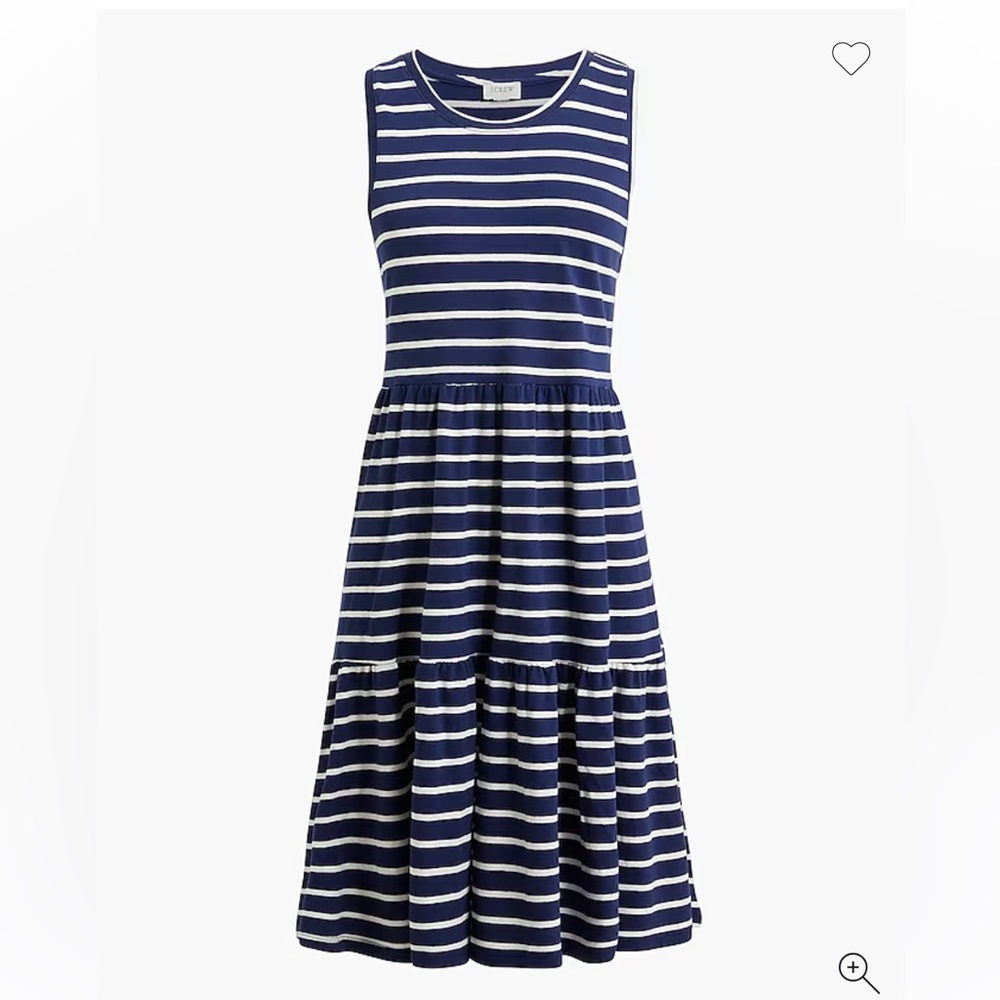 J. Crew Navy and White Sleeveless Striped Dress size: L
